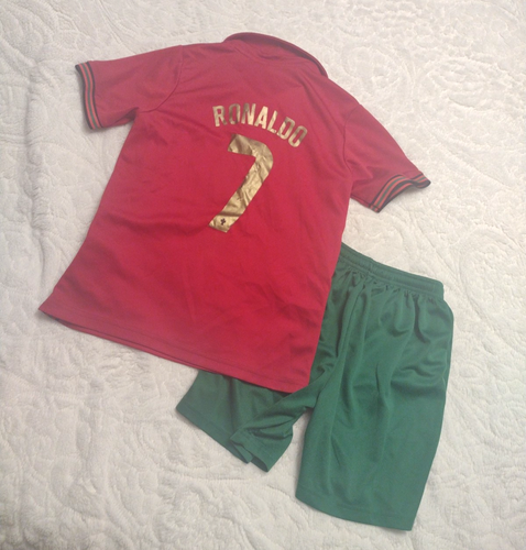 Cristiano Ronaldo Portugal Red Youth Kids Jersey Shorts set uniform Sz 8-10 - 第 5/8 張圖片
