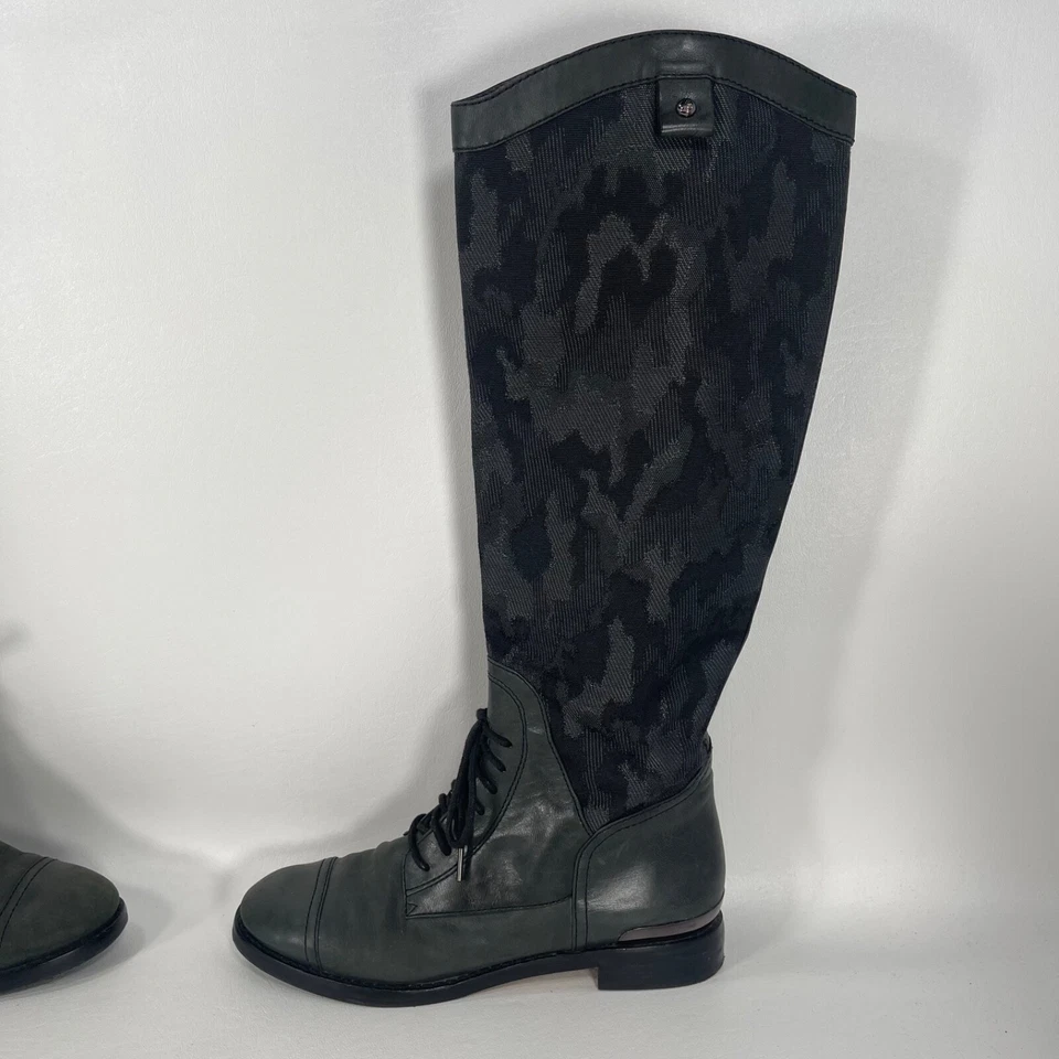 Botas de montar Joan & David Daharlynn de cuero negro gris camuflaje lona talla 5,5 M Foto 4 de 4