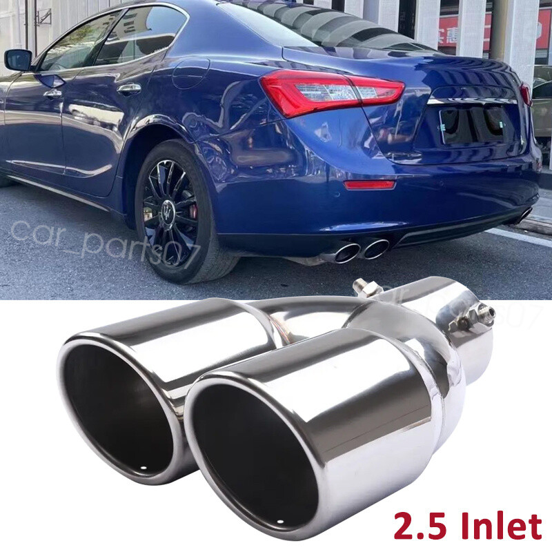 2.5 Inlet Rear Car Dual Exhaust Muffler Tip Tail Pipe Steel For Maserati Ghibli