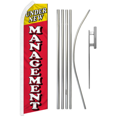 Under New Management Swooper Flutter Feather Advertising Flag Kit
