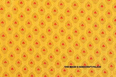Indian Silk Banarasi Gold Floral Metallic Print Brocade Fabric 44'' Wide By 5 YD