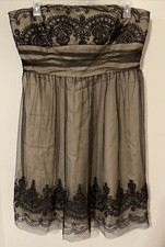 Davids Bridal Womens Size 16 Black & Beige Layered Halter Style Dress! M993