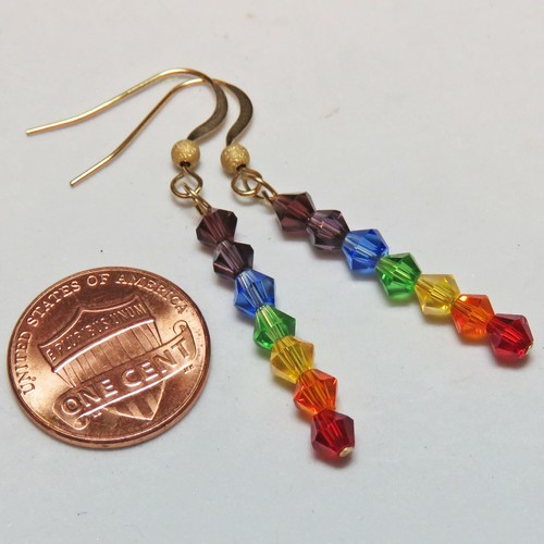 Gold Filled Swarovsky Crystal Bead Chakra Earrings By SoniaMcD - Picture 2 of 6