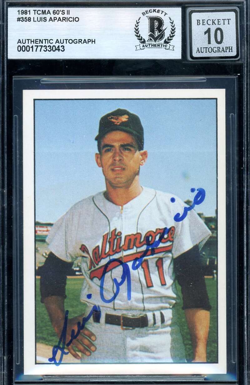 Luis Aparicio Gem Mint 10 Beckett BAS Signed 1981 TCMA The 60s Autograph