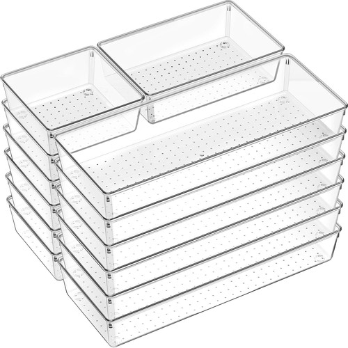 18 Pcs Acrylic Drawer Organizer Set Large Clear Storage Trays for Kitchen Bat... - Picture 3 of 11