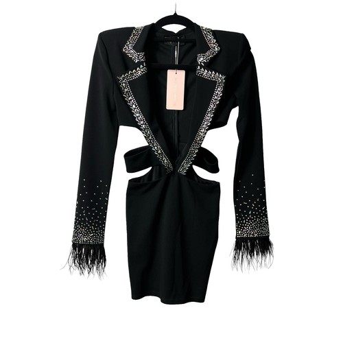 sue wong beaded feather dress NWT Vintage Nocturne Black Short size 6 designed in lightweight chiffon fancy_silky_dress Floral Embroidered Strapless Dress Bottom Size:32x34