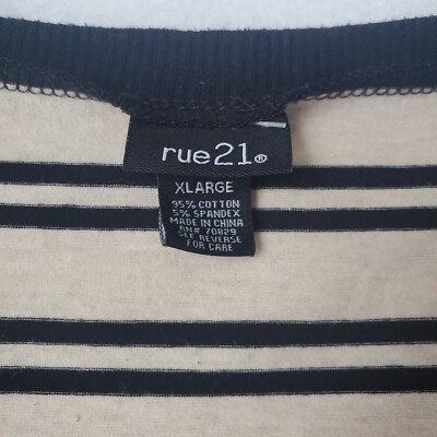 Rue 21 Black Beige Fitted Cardigan Xl Striped Juniors Sweater | eBay