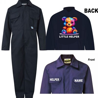 Kinder Latzhose Overall personalisieren kleiner Helfer süßer Teddybär rot blau