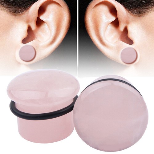 1 Pair Natural Stone Flesh Tunnel O-rings Ear Plug Trumpet Expander Stretcher - Picture 8 of 13