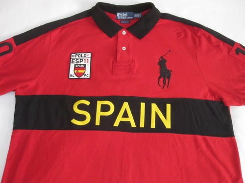 VTG Polo Ralph Lauren Big Pony "Spain" City Polo Rugby Shirt (Red | XXL) - Picture 22 of 23