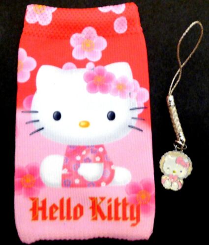 Hello Kitty mobile phone (MP3 or small camera) Sock/Pouch & phone Charm  - Afbeelding 1 van 2