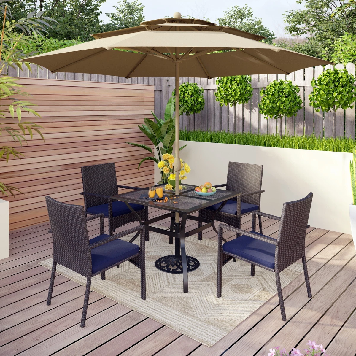 Rattan garden umbrella hot sale