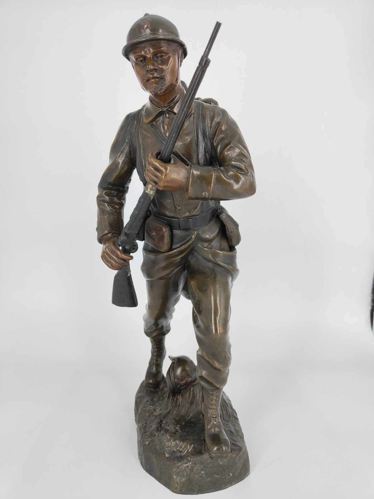 HENRI FUGERE STATUE EN REGULE SOLDAT POILU 1418 ww1 eBay