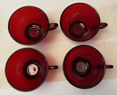 Four (4) Vintage Anchor Hocking Royal Ruby R4000 Cups - Picture 3 of 4