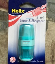 Helix 2 in 1 Pencil Sharpner & Eraser Sealed Pack, TURQUOIS Colour??????????
