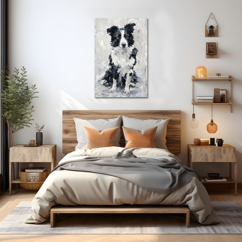 Impresión de pintura al óleo abstracta vintage de perro Border Collie sobre lienzo | Regalo para perro mascota - Imagen 11 de 12
