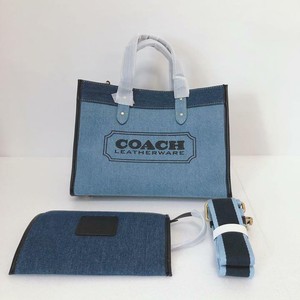 coach denim field tote