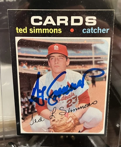 1971 Topps SIGNED TED SIMMONS RC #117 AUTO St. Louis Cardinals HOF ROOKIE BEAUTY