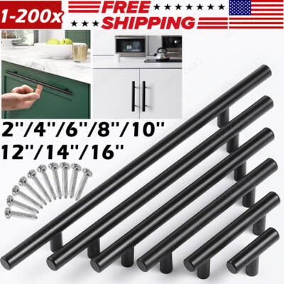 Black Kitchen Cabinet Door Drawer Pulls Stainless Steel Drawer T Bar Handles Lot