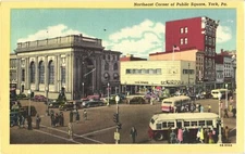 View of Busy Northeast Corner of Public Square, York, Pennsylvania Postcard