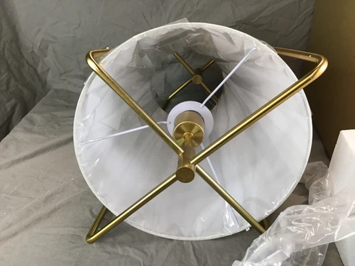 Generation Lighting 6507401–848 1-Light Satin Brass Pendant White Linen Shade - Picture 12 of 14