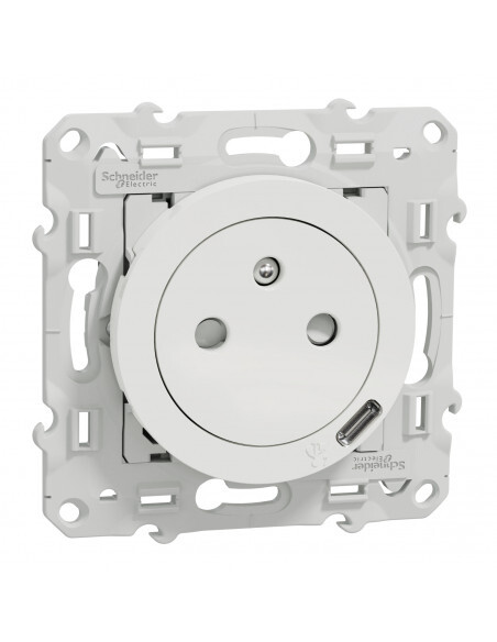 Prise affleurante Odace Schneider blanche avec port USB-C intégré S520089