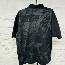 Harley Davidson Black Button Up Short Sleeve Mechanic Biker Shirt Size XL AOP