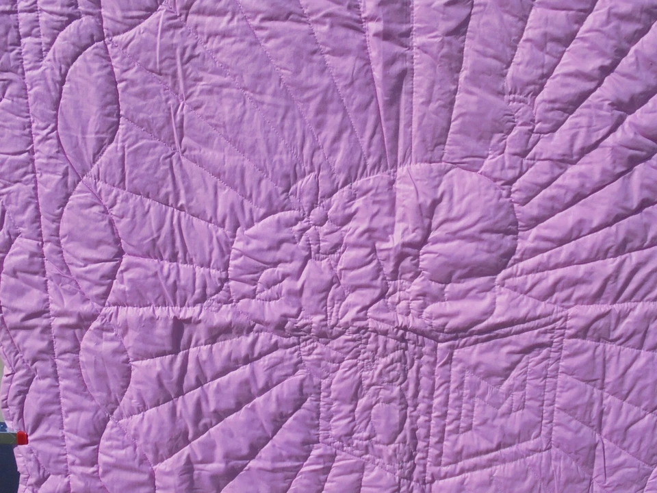 “KITTY CAT & MOUSE” Pink Whole cloth Quilt-41” x 56”-Hand Quilted Original-New - Image 3 of 4