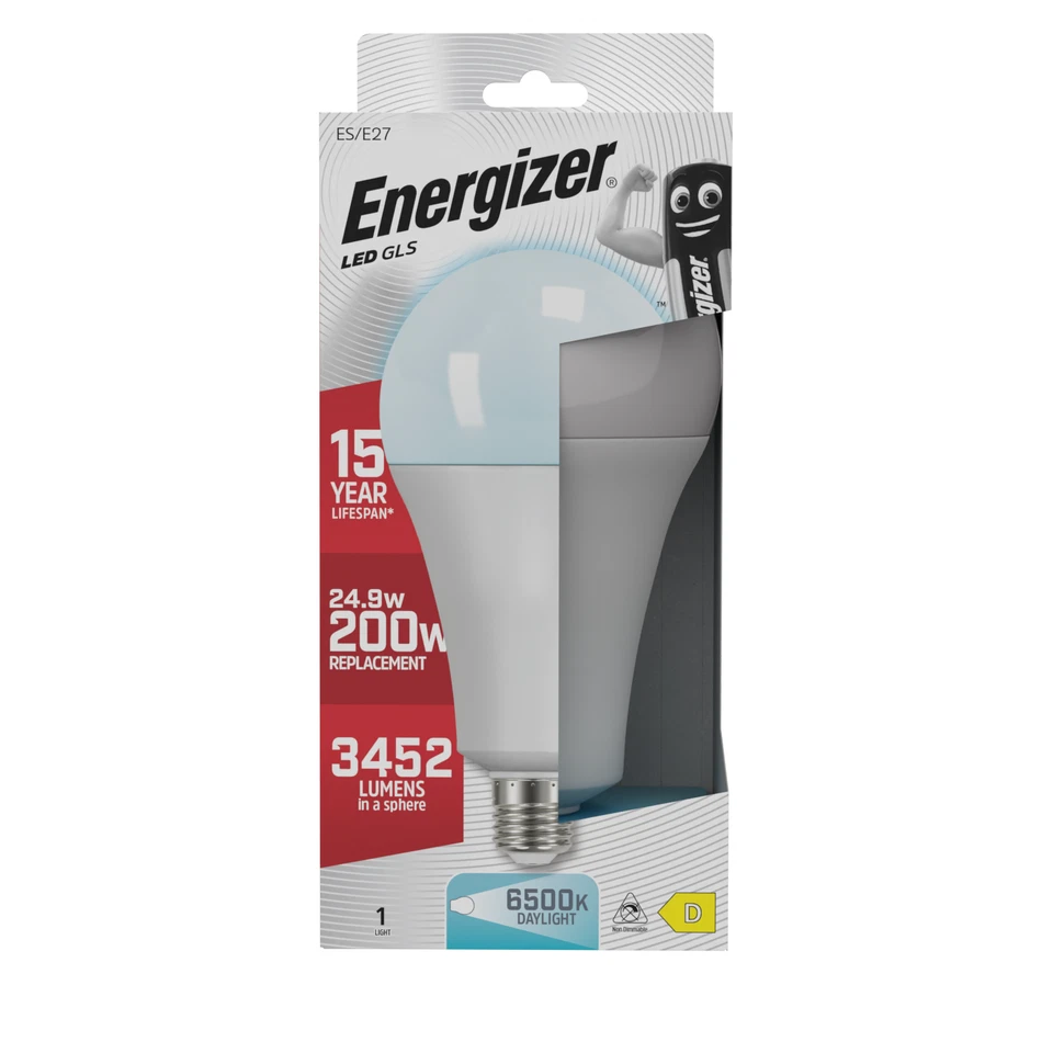 8x 24.9W (=200W) Energizer Large 110mm GLS ES E27 LED Light Bulb Lamp 6500K - Image 2 of 3