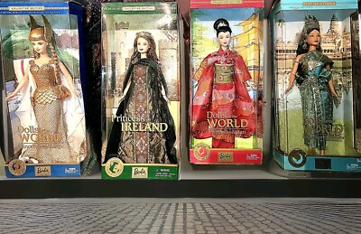 #ad BARBIE PRINCESS Dolls Of The World 4 ASSORTED BOXES HAVE WEAR SEE PHOTOS $300.00