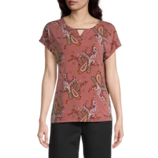 LIZ CLAIBORNE KEYHOLE NECK PAISLEY PRINT SHORT-SLEEVE TOP  SIZE XXL NWT TEE