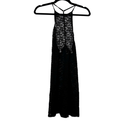 Vintage Victoria's Secret High Neck Halter Full Lace Y Back Slip Dress  Black Sma | eBay