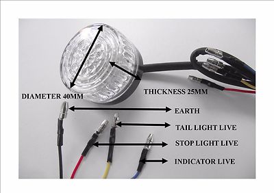 LED Stop Heck und Blinker Paar rund flach selbstklebend Flat Mount Leuchten