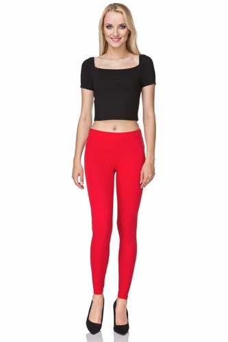Women's Full Length High Waisted Cotton Leggings Plain Pants 8-20 UK Size LWP - Picture 72 of 102