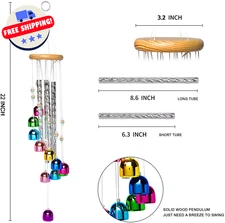 Wind Chimes Colorful Outdoor, Aluminum Tubes, 11 Bells, Garden Patio Decor
