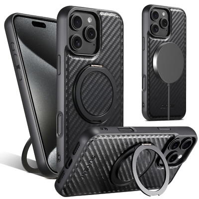 For iPhone 16 Pro Max15 14 13 12 Mag Safe Magnetic Ring Stand Leather Case Cover