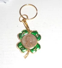 Lucky Coin Token Lincoln Penny Keychain Chain Pendant Birthday Clover 1989 Luck 