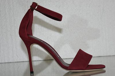 Sandales Manolo Blahnik Tres 105 Talons Hauts En Daim Bordeaux - Taille 40.5 - Neuf Avec Boîte