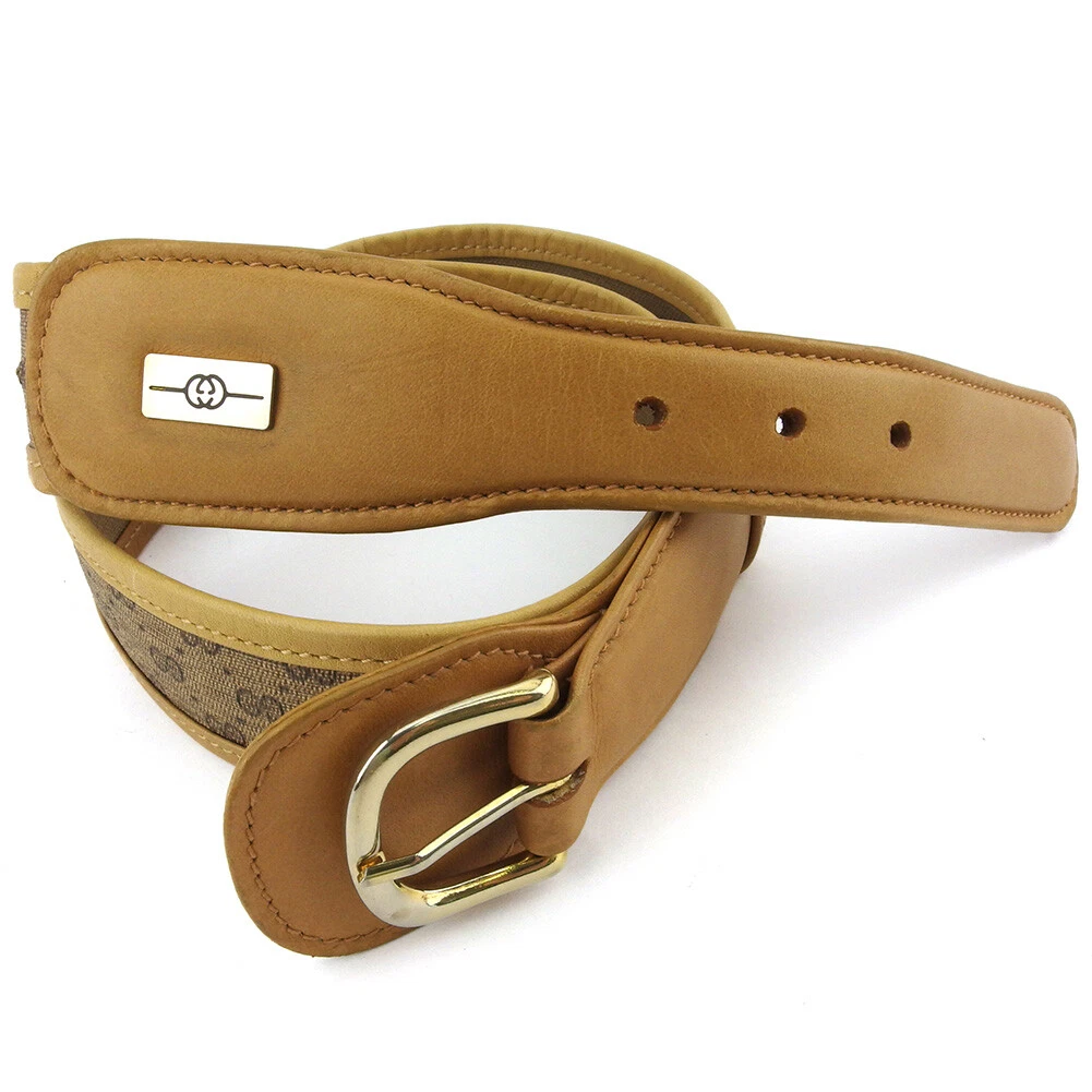Ceinture Gucci micro GG beige PVC ?~ cuir authentique d'occasion T18448
