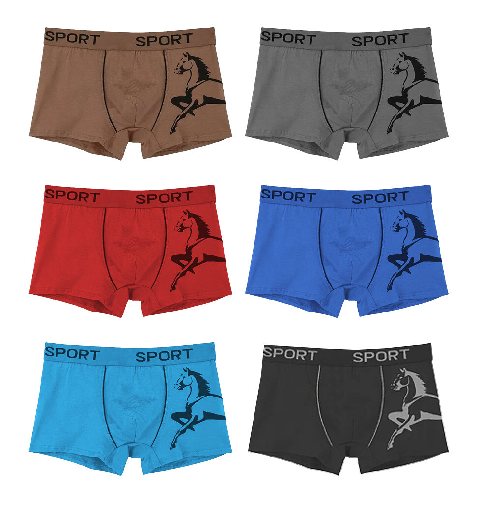 Mens 12 Pack Cotton Blend Breathable Underwear Horse Print Boxer Briefs 6590₽