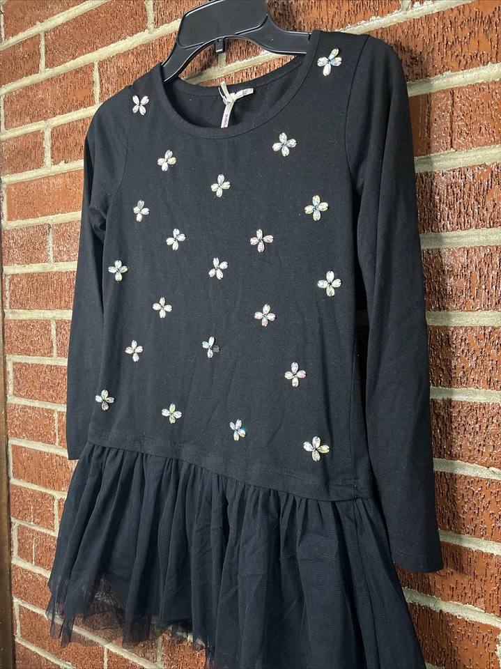 Скутер коричневый девочек платье со стразами тюль черный 7-8 - Изображение 2 из 4