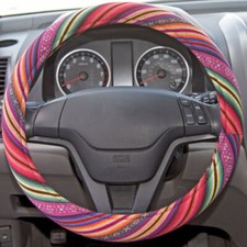 Hippie Cloth Boho Style Steering Wheel Cover Antislip Colorful Pattern Universal