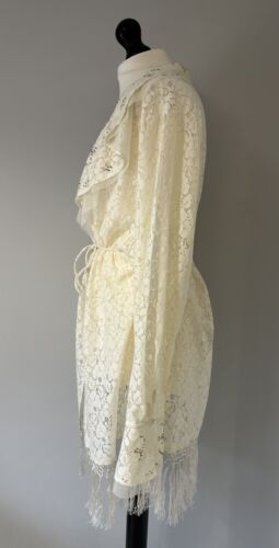 DreamKeeper Cream Lace Frill Flare Kimono Cardigan Blouse Jacket Top 2XL BNWT - Picture 7 of 20