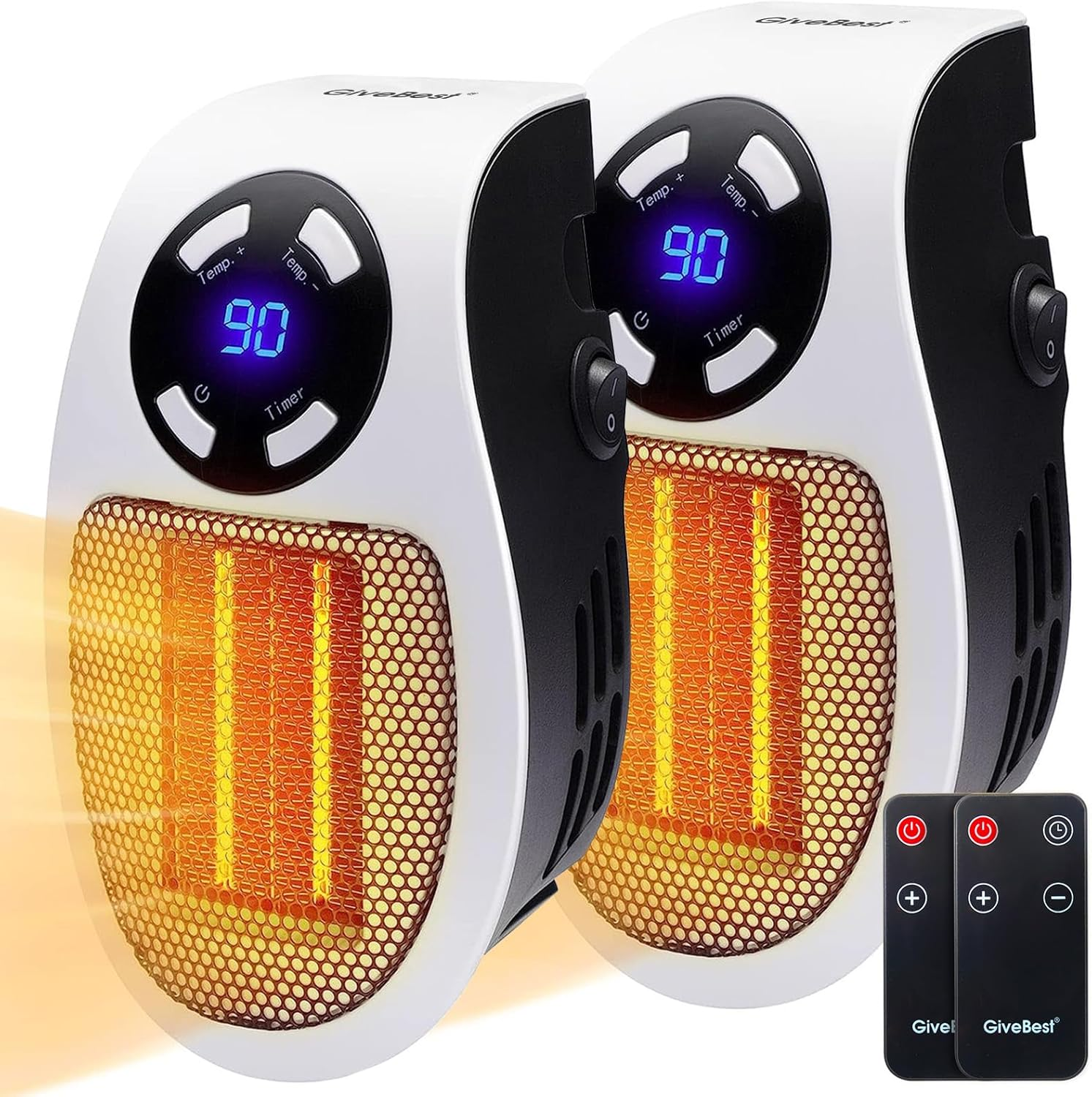 Remote Wall Outlet Electric Heater with LED Display, Programmable Space Heater w