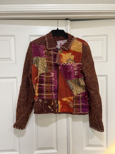 Blazer Chaqueta Grande Unisex C Patchwork Festival Grunge Tono Naranja Cremallera Completa - Imagen 2 de 14