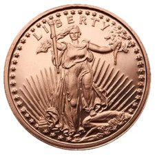 1 oz. Copper Round - Saint-Gaudens- .999 Fine Copper Bullion Coin Auction 1