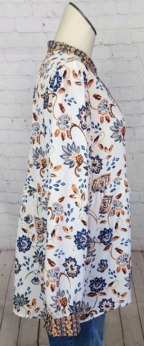 Dip Blouse Tunic Long Sleeve Cuffs Tassels Floral Peasant Boho Western Size L - Picture 9 of 18
