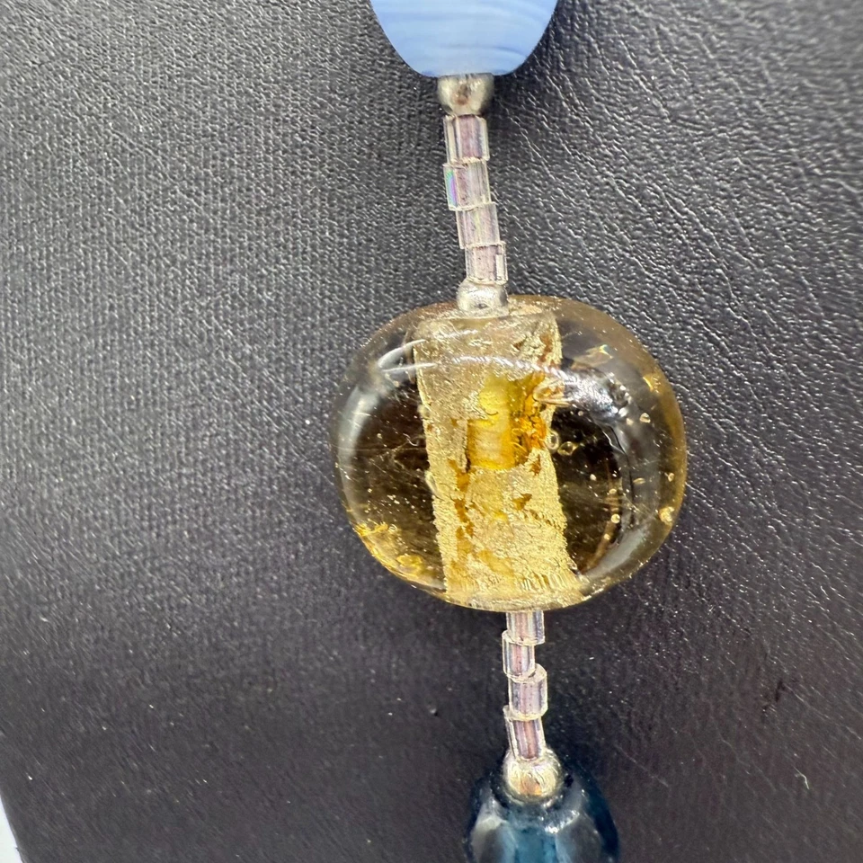 Collar largo de cuarzo y cristal facetado con cuentas de vidrio artístico laminado Premier Designs Foto 3 de 4