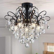 Crystal Chandelier Flushmount Ceiling Light Modern Lighting Fixture for Bedro...