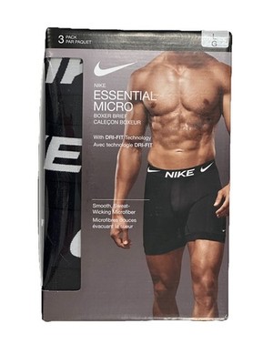 Nike 3-Pack Mens Boxer Briefs Essential Micro Dri-FIT Black Large